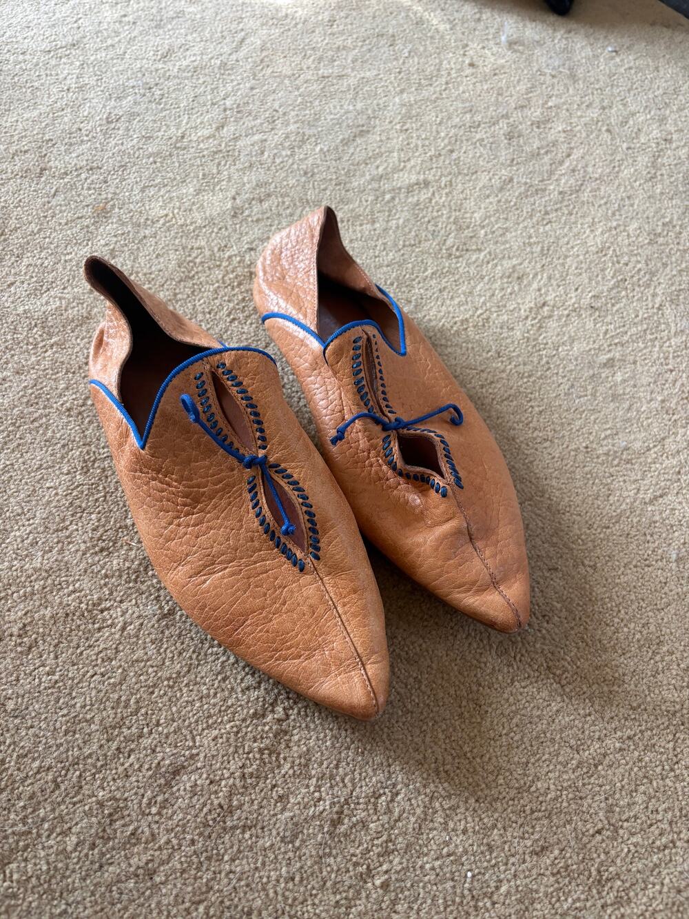 Free People Tan Leather Pointed Toe Flats